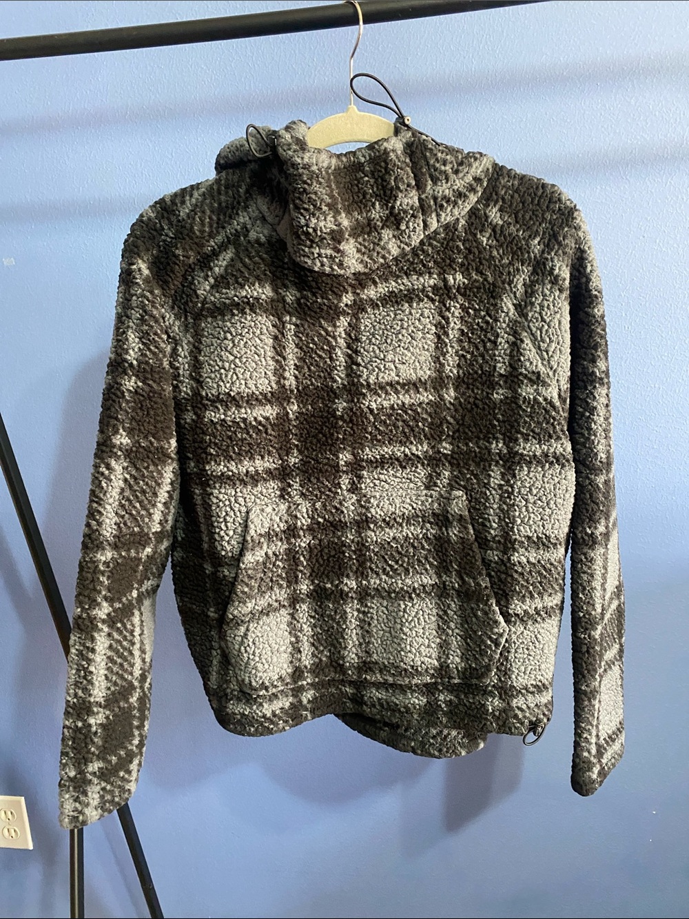 VS PINK Gray Plaid Sherpa Hoodie